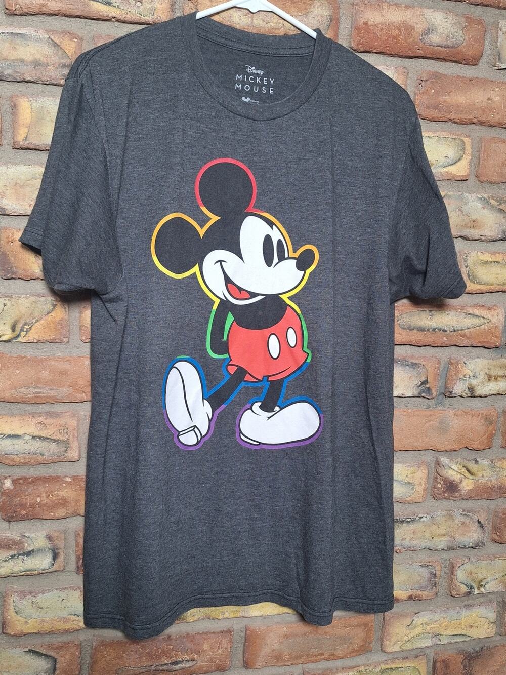 Disney Mickey Mouse Gray Graphic T-Shirt Men’s Large Classic Cartoon Tee - Picture 1 of 6